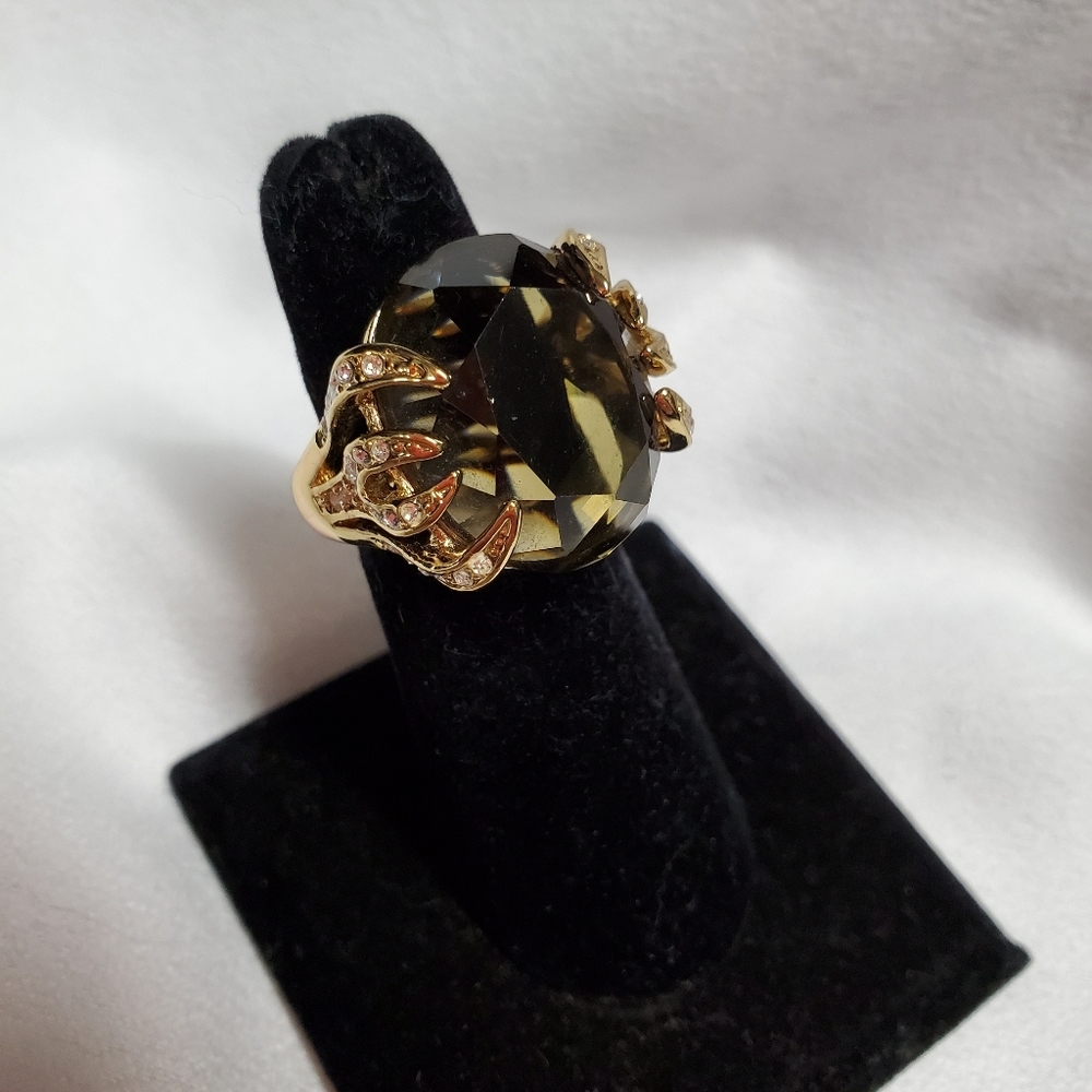 Stella & Dot brown smoky quartz ring